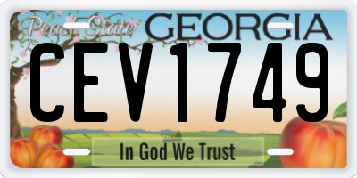 GA license plate CEV1749