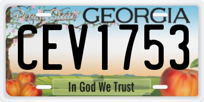 GA license plate CEV1753
