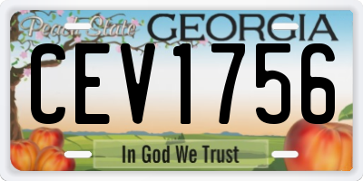 GA license plate CEV1756