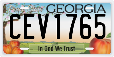 GA license plate CEV1765