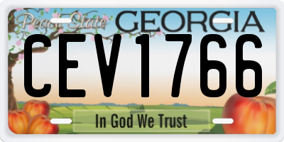 GA license plate CEV1766