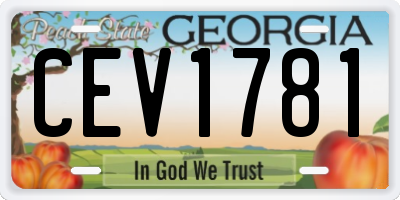 GA license plate CEV1781