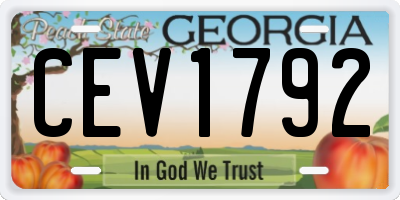 GA license plate CEV1792