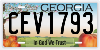 GA license plate CEV1793