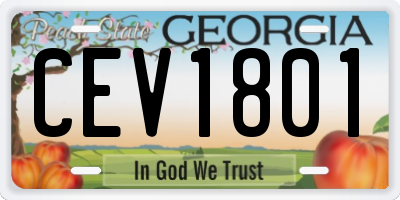 GA license plate CEV1801