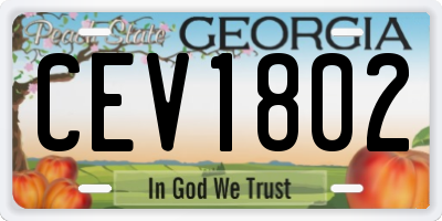 GA license plate CEV1802