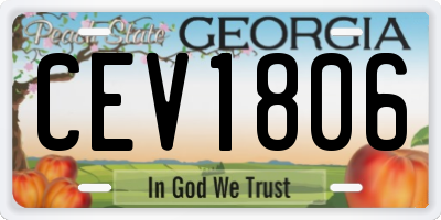GA license plate CEV1806