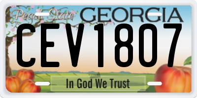 GA license plate CEV1807