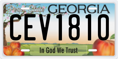 GA license plate CEV1810
