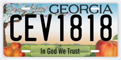 GA license plate CEV1818