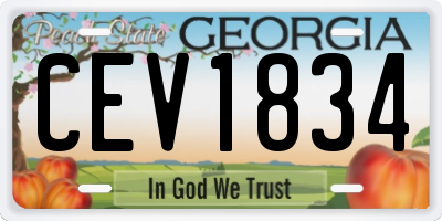 GA license plate CEV1834