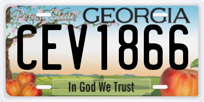 GA license plate CEV1866