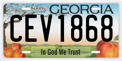 GA license plate CEV1868