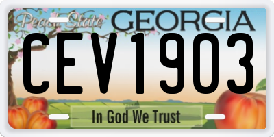 GA license plate CEV1903