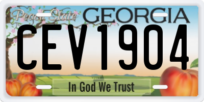 GA license plate CEV1904