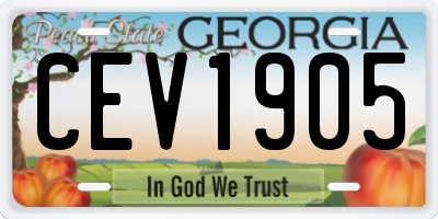 GA license plate CEV1905
