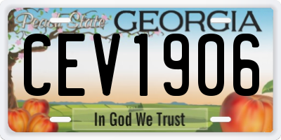 GA license plate CEV1906
