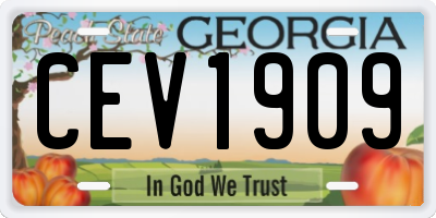 GA license plate CEV1909