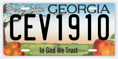 GA license plate CEV1910