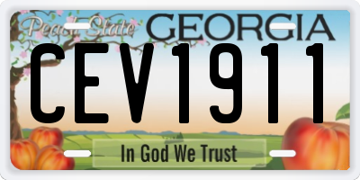 GA license plate CEV1911
