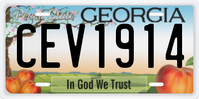 GA license plate CEV1914