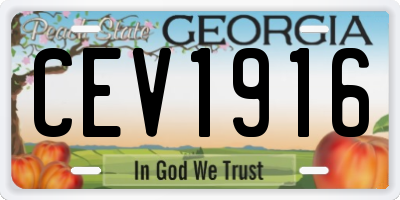 GA license plate CEV1916