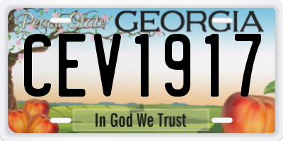 GA license plate CEV1917