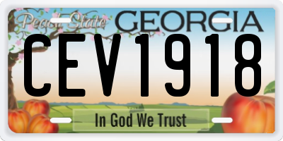 GA license plate CEV1918