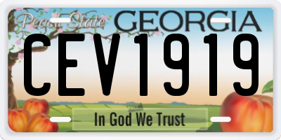 GA license plate CEV1919