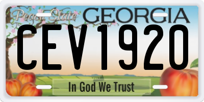 GA license plate CEV1920