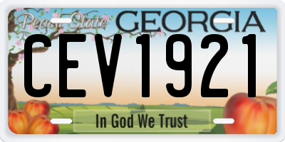 GA license plate CEV1921