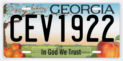GA license plate CEV1922