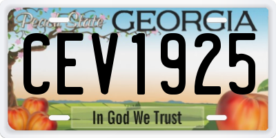 GA license plate CEV1925