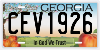 GA license plate CEV1926