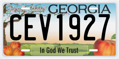 GA license plate CEV1927