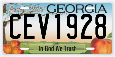 GA license plate CEV1928