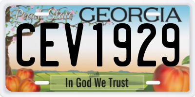 GA license plate CEV1929