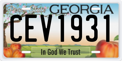 GA license plate CEV1931