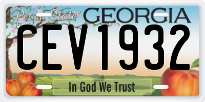 GA license plate CEV1932