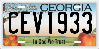 GA license plate CEV1933