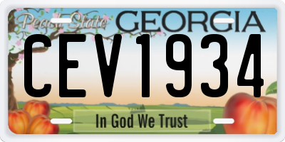 GA license plate CEV1934