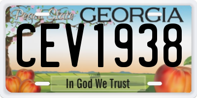 GA license plate CEV1938