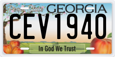 GA license plate CEV1940