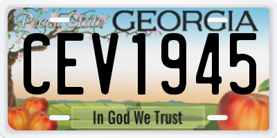 GA license plate CEV1945