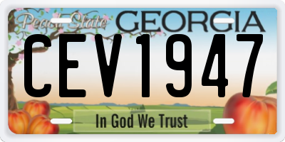 GA license plate CEV1947