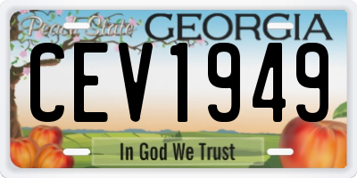 GA license plate CEV1949