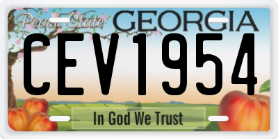 GA license plate CEV1954