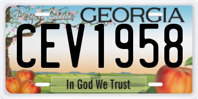 GA license plate CEV1958