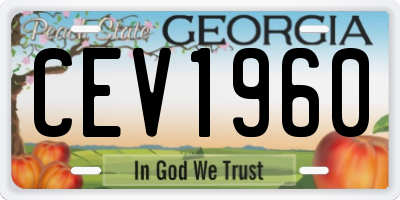 GA license plate CEV1960