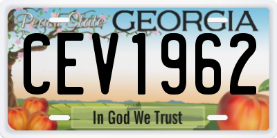 GA license plate CEV1962